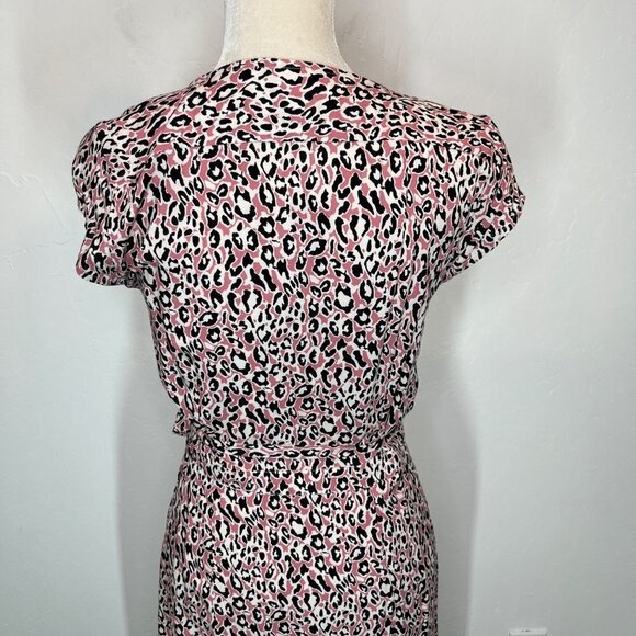 NWT J.Crew Pink leopard printed True wrap midi dress Size XS career workwear - Picture 8 of 10